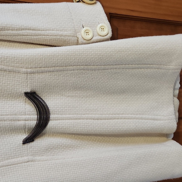 MixIt Vintage Wool Coat Fully Lined Off White 5 Button Sz M - Picture 10 of 10